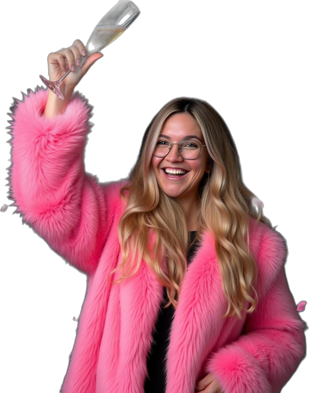 Julia Trost mit Champagner